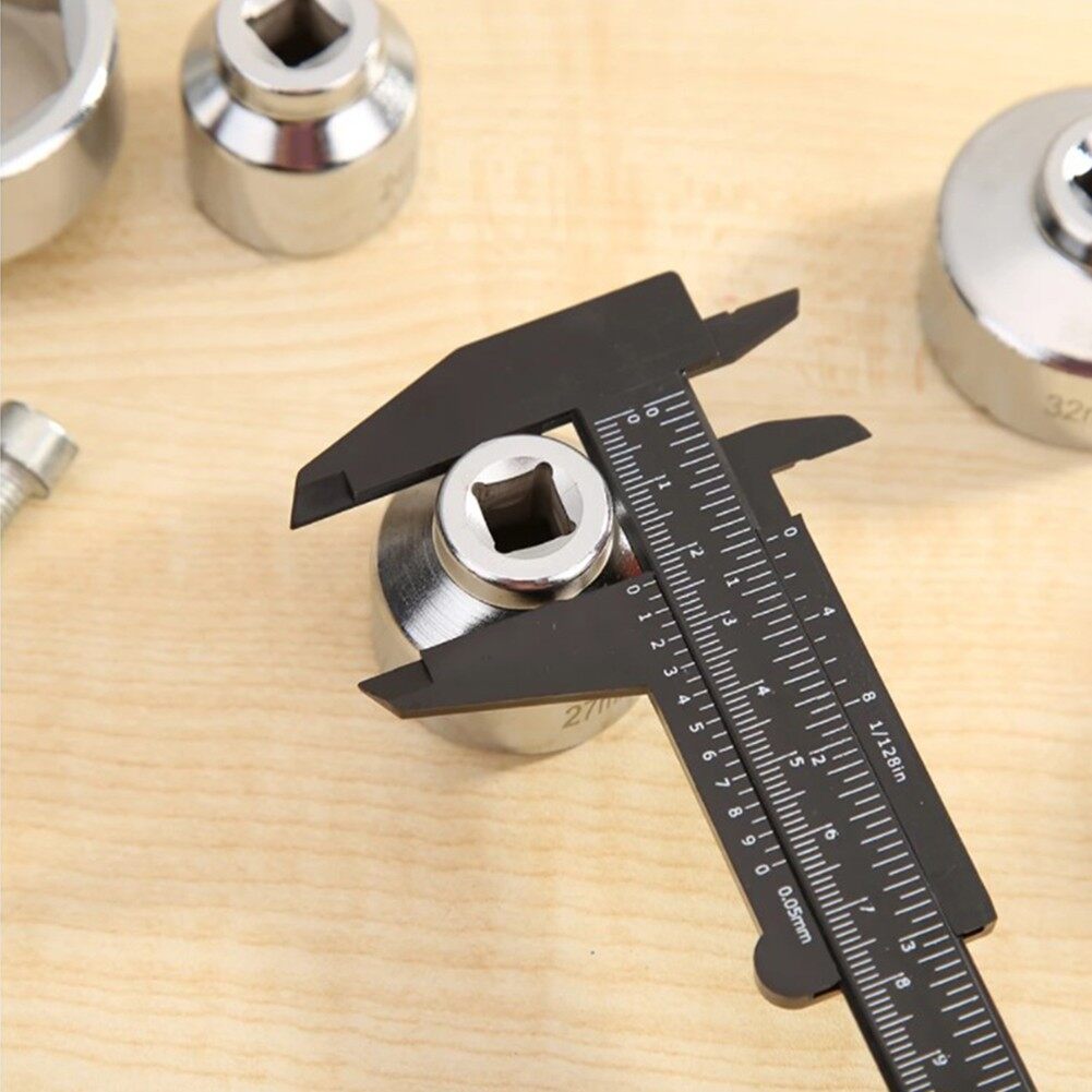 0-150mm Vernier Caliper DIY Double Rule Scale Plastic Vernier Caliper Mini Measuring Ruler Tool