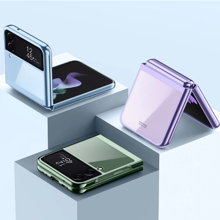 For Samsung Z Flip 4 Protective Case Transparent Plating Bumper Hard Back Cover Phone Case For Samsung Z Flip 4 Safety Protection Hard Case