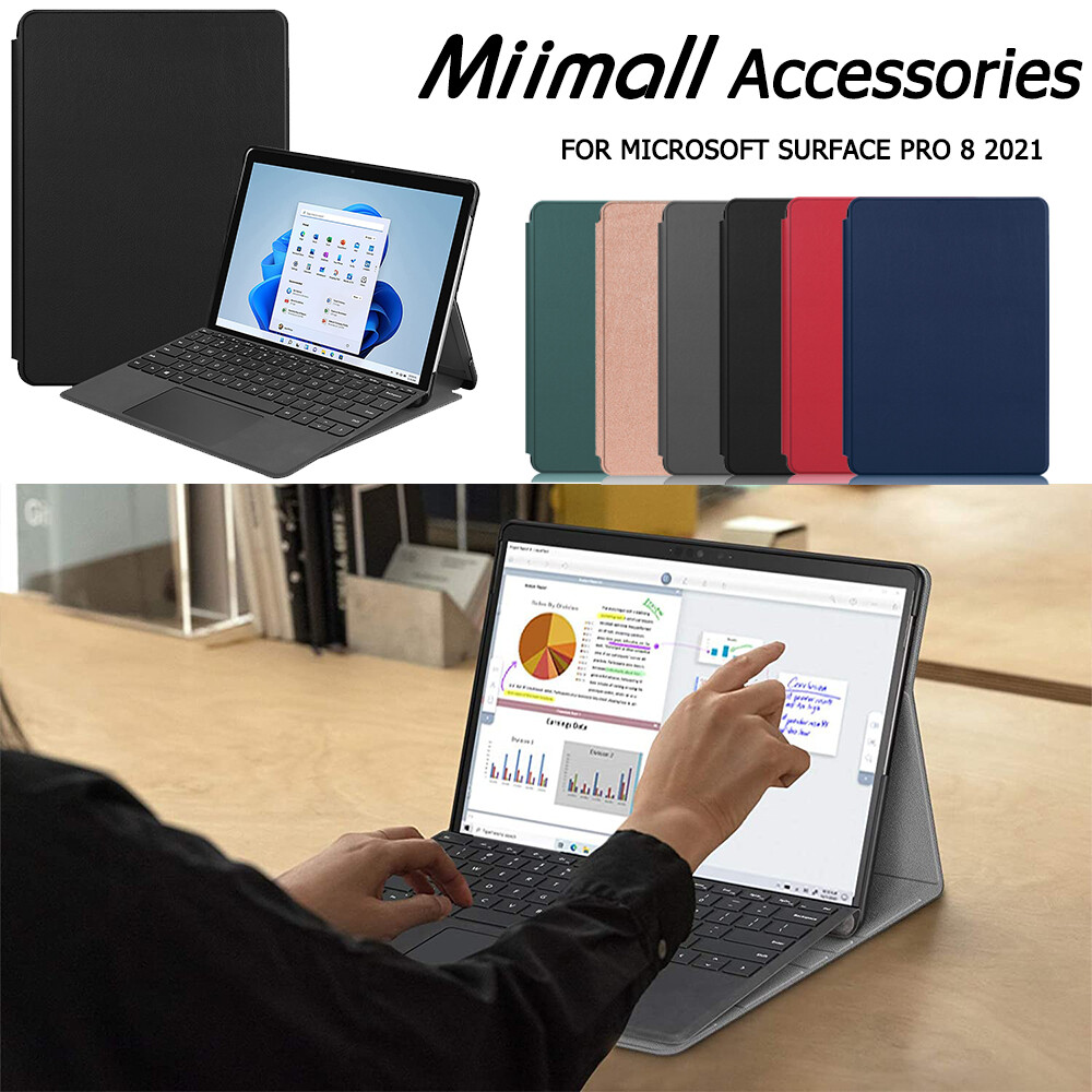 Miimall Cover Case for Microsoft Surface Pro 8, Microsoft Surface Pro 8 Cover Case Multiple Angle PU Leather Slim Light Cover Compatible with Type Cover Keyboard for Surface Pro 8 2021 [The Keyboard is not include]