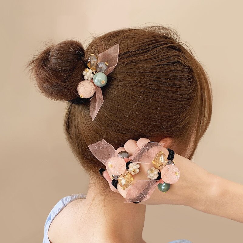 New Korean Hair Rope Fashion Cute Crystal Ball Elastic Rubber Band Girl Woman Hair Accessories