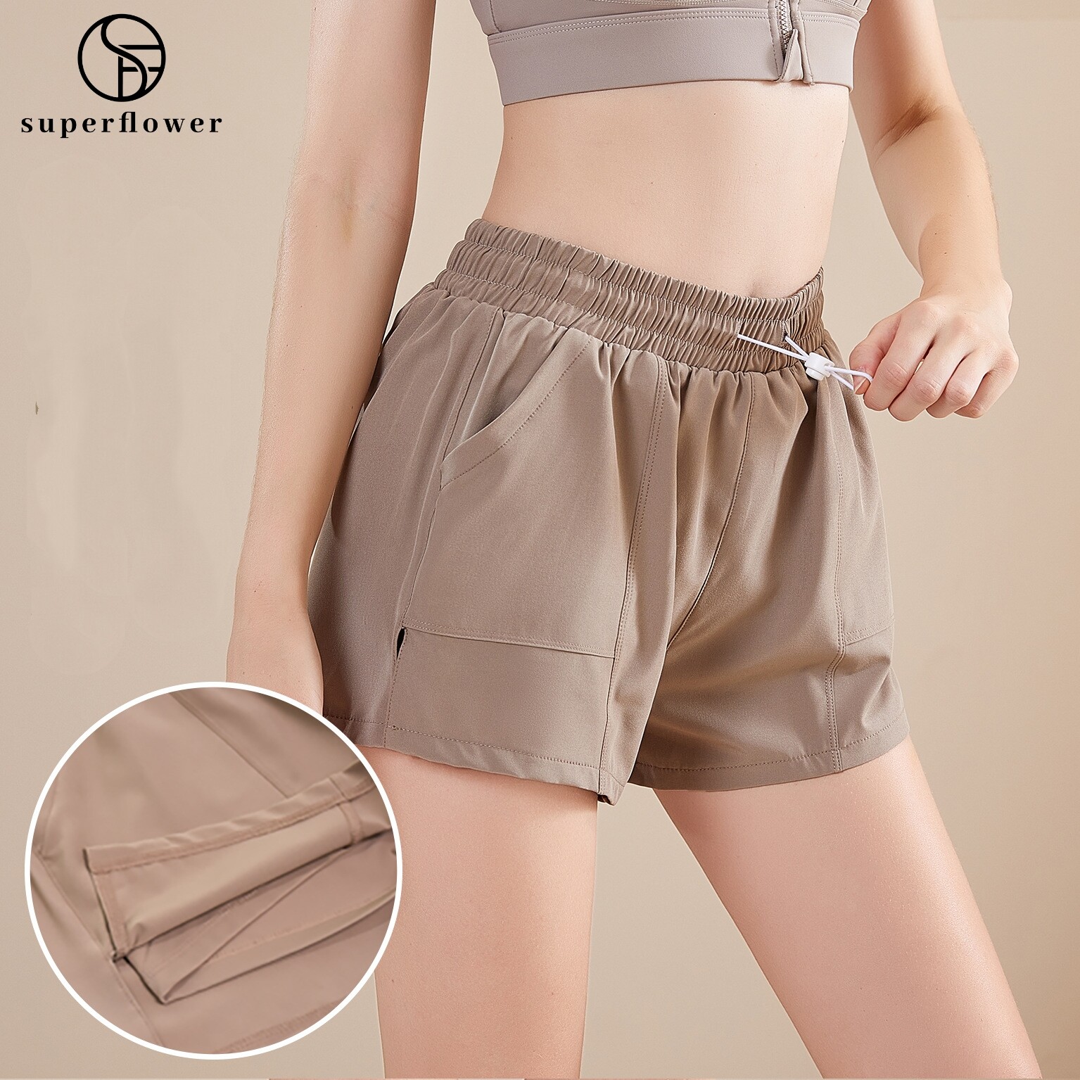 Women's Loose Drawstring Sports Shorts Quick-drying Running Fiess Cycling Pants_voghion.com