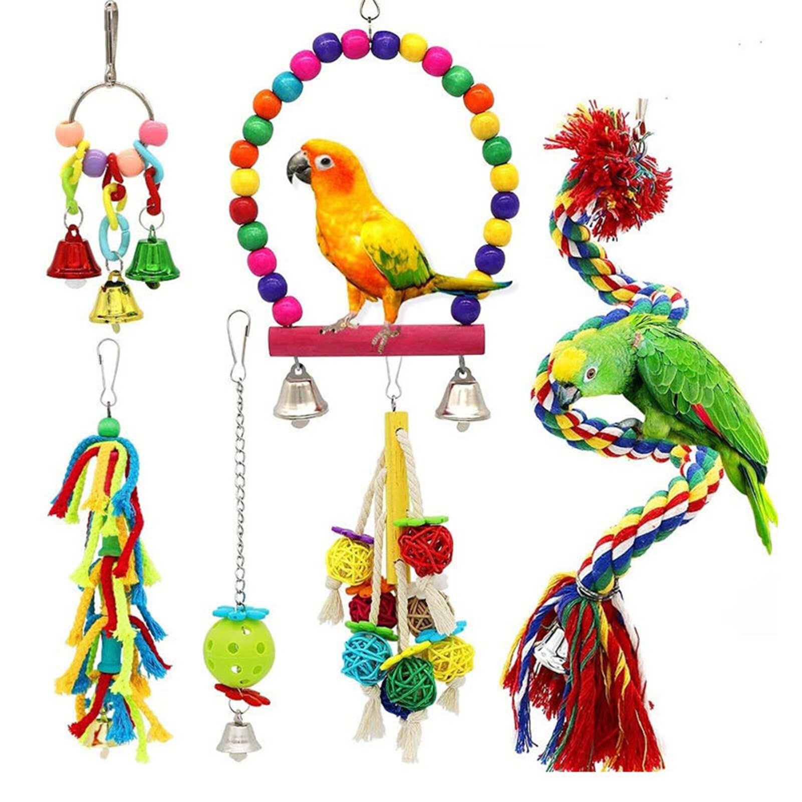Aixuexi Parrot Swing Toys Easy Installation Pet Birds Cage Toy Set