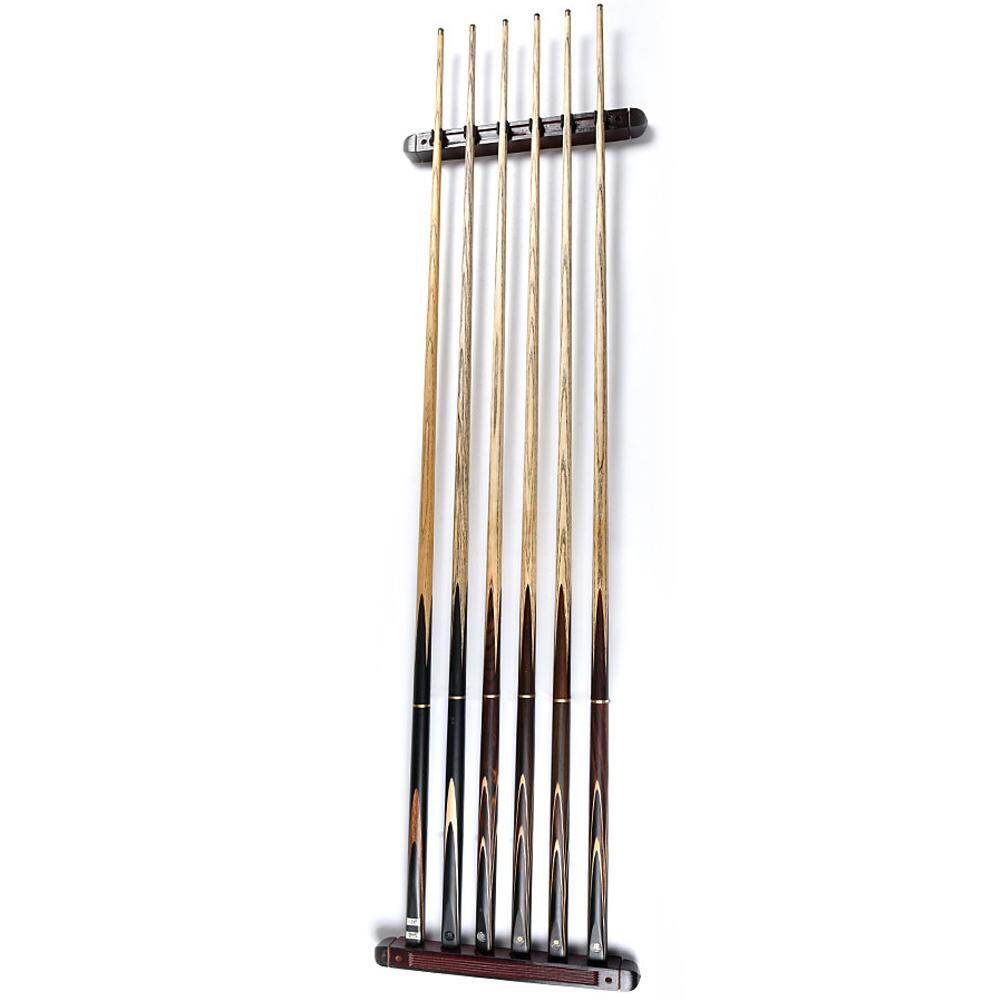 6 Cue Sticks Solid Wood Rack Holder Billiard Pool Snooker Table Wall Mount Hanging
