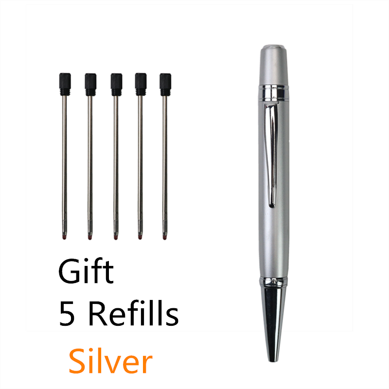 Rotating metal Roller Pen Short Gel pen 0.5mm Silver black portable pens