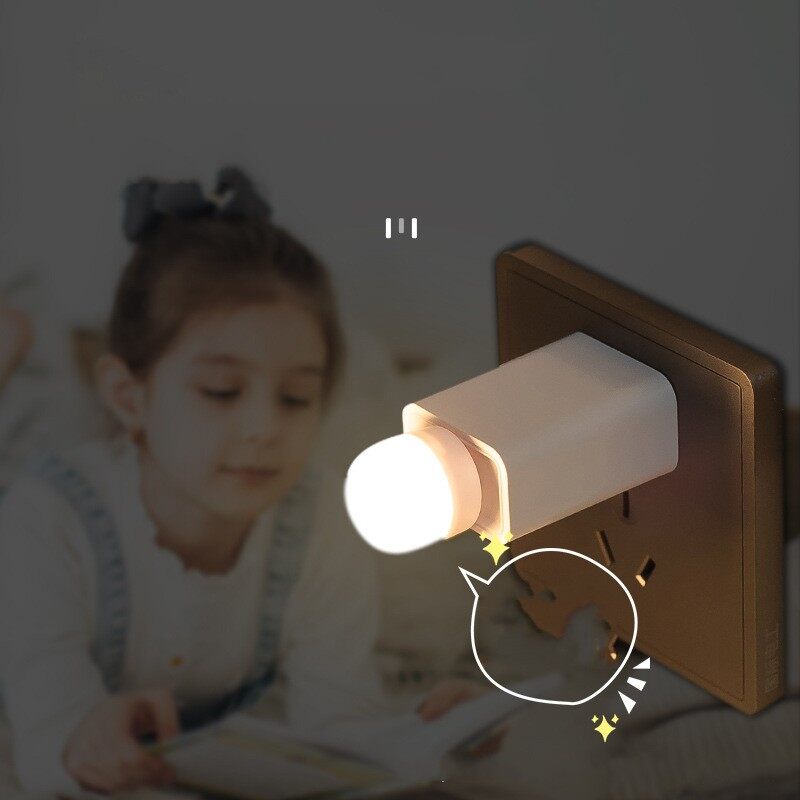 4PCS USB Plug Book Lights Computer Mobile Power Charging Led Night Light Eye Protection Reading Light Mini Round Desk Lamp Bulb