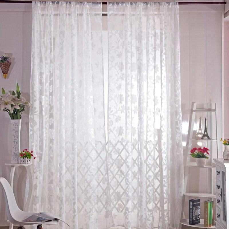 Lãng Mạn Hoa Voan Voile Rèm Drape Bảng Điều Chỉnh Sheer Khăn Diềm