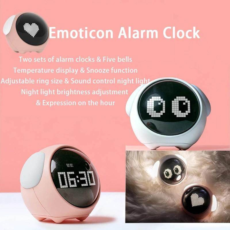 Xiaomi Youpin Đồng Hồ Báo Thức Biểu Cảm Dễ Thương Đèn LED Kỹ Thuật Số Điều Khiển Bằng Giọng Nói Đa Chức Năng, Đồng Hồ Đầu Giường Cho Gia Đình Văn Phòng