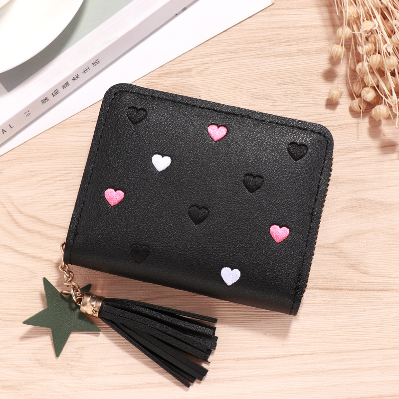 QFDI Bag New wallet PU imitation leather card bag Women's wallet short cute small change purse Female Korean version