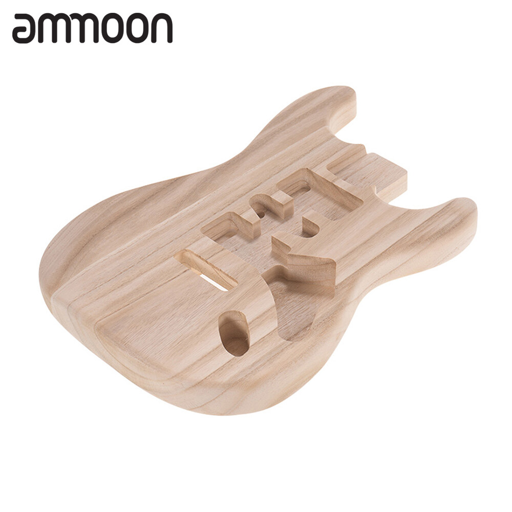 [ammoon]ST01-TM Unfinished Handcrafted Guitar Body Candlenut Wood Electric Guitar Body Guitar Barrel Replacement Parts