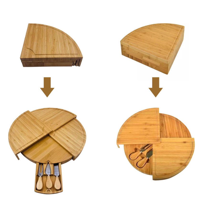 Bamboo Cheese Board , Cheese Board Gift Set，High-Quality Bamboo Wood Serving Board