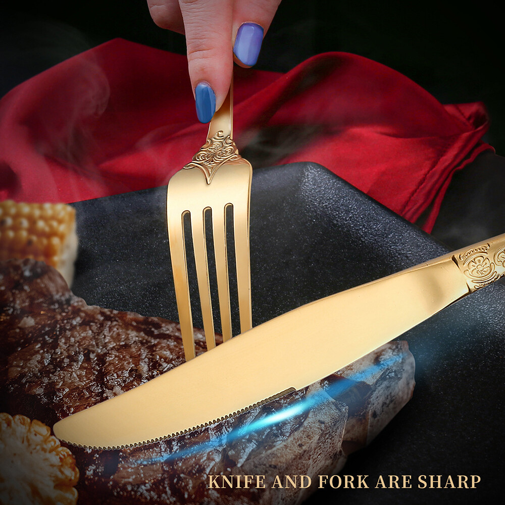 Luxury Tableware Engrave Spoon Fork Stainless Steel Tableware Western Cutlery Western Tableware Retro Tableware