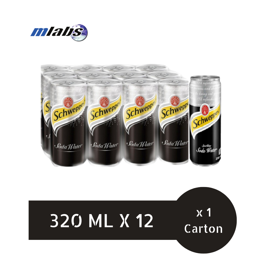 Schweppes soda water ( 320ml x 12 x 1 carton ) Lazada