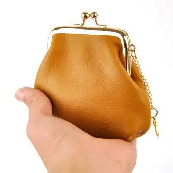 leather kiss lock coin purse