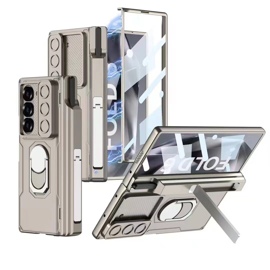 Shockproof armor case for samsung galaxy z fold 3 4 5 6 5g case z fold4 cover hinge pen slot case for z fold3 fold4 fold5 fold6 case slide lens protection cover with ring pen holder kickstand for samsung z fold4 5 6 case front screen flim protection case