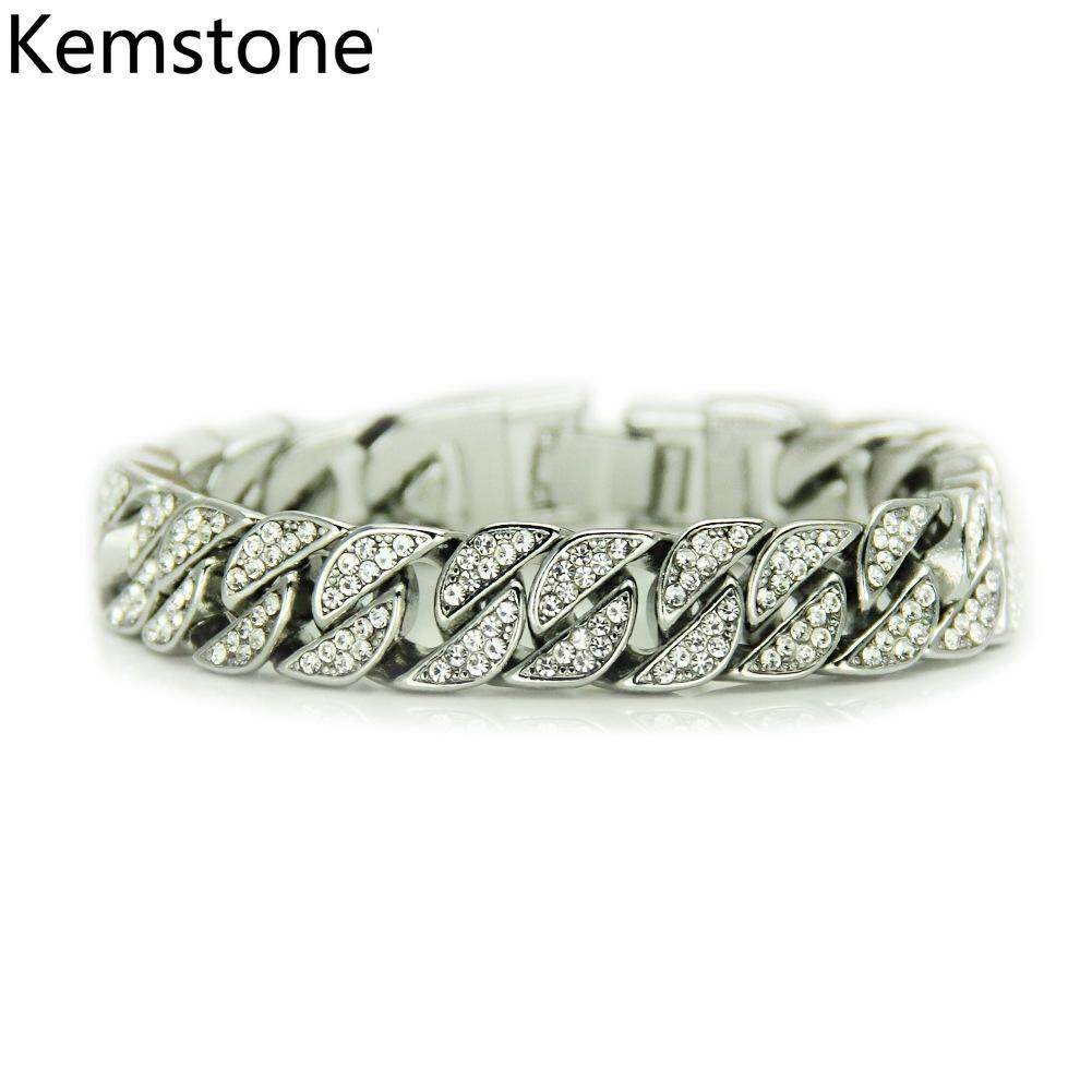Kemstone Fashion Gold Silver Plated Inlay Zircon Bracelet for Men