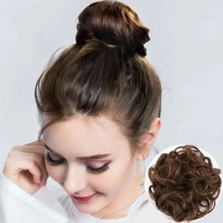 Human Real Natural Curly Messy Bun Hair Piece Scrunchie Hair