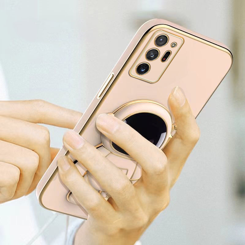 For Samsung Galaxy Note20 Ultra / Note20 / Note10 Plus / Note10 / Note9 / Note8 Astronaut Bracket Luxury Plating Gold Soft Phone Cases Cover