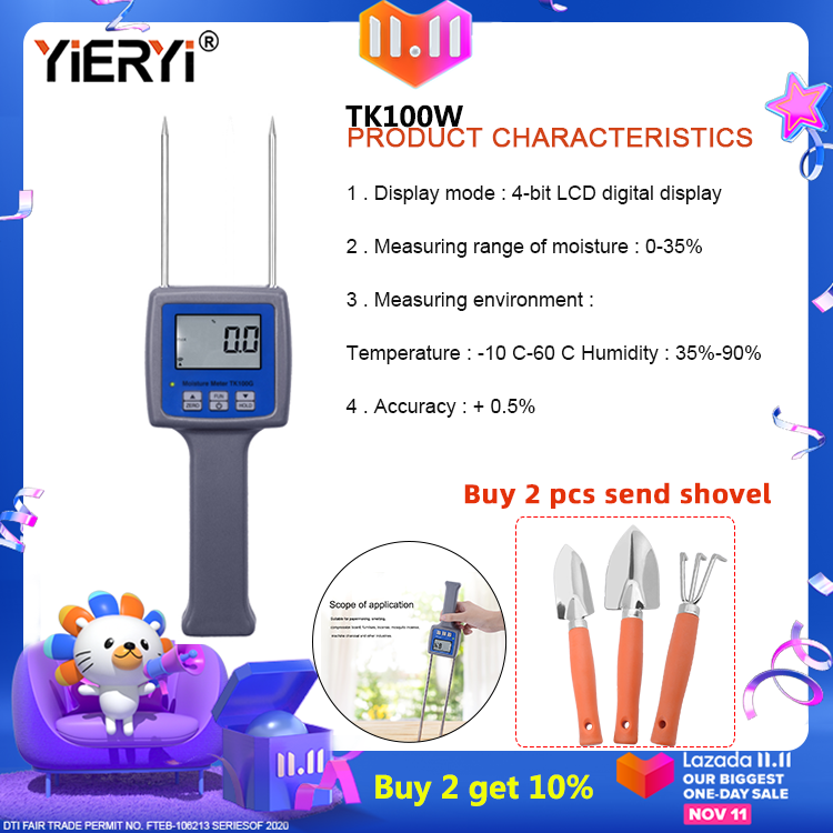 Yieryi Wood Sawdust Powder Hay Bale Peat Moisture Meter hygrometer Humidity meter with LCD display