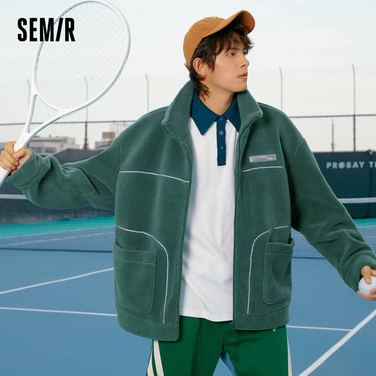 Semir Jacket Men 2024 Winter New Jacket Loose High-End Imitation Lamb Wool Niche Korean Version Drop-Shoulder Top Coat