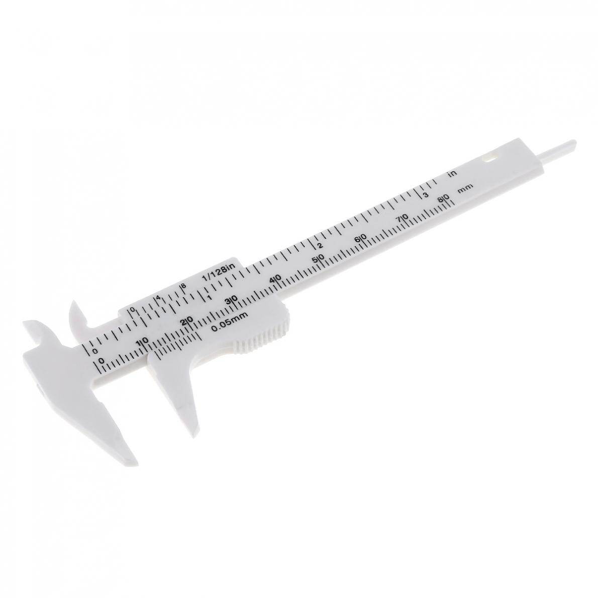 Thước Cặp Vecnê Nhựa Màu Trắng Cân Đôi 0-80Mm Với Số Đo Nhỏ