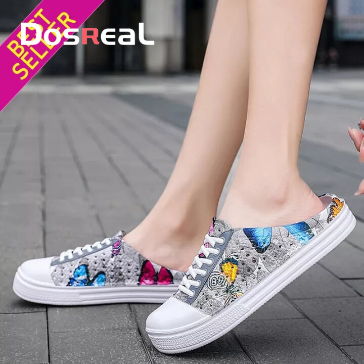 DOSREAL Flat Sandals For Women Jelly Shoes Big Size 36-41 Non Slip Beach Slippers Casual Half Slippers For Women On Sale