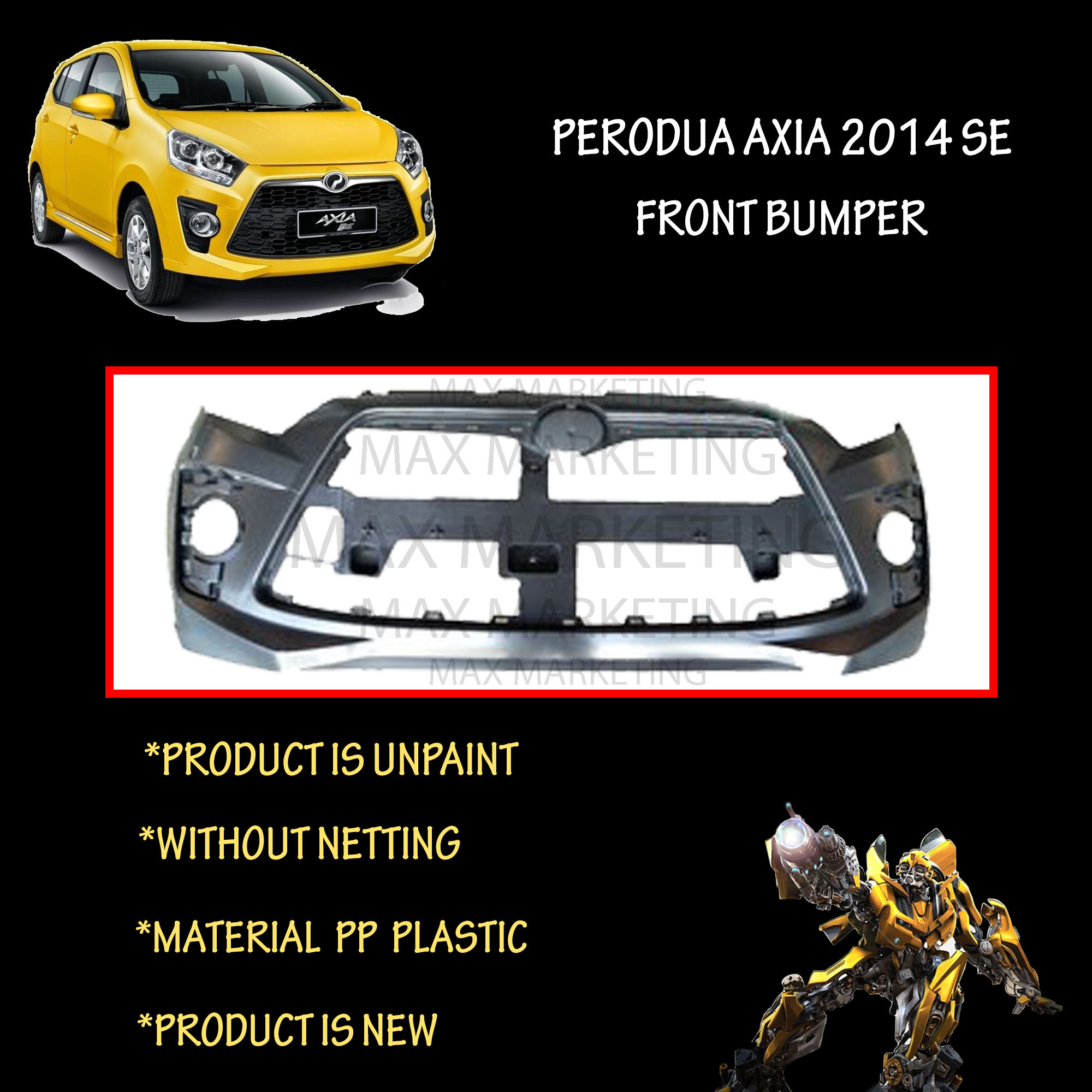 Perodua Axia Se Front Bumper With Out Netting Material Pp Lazada