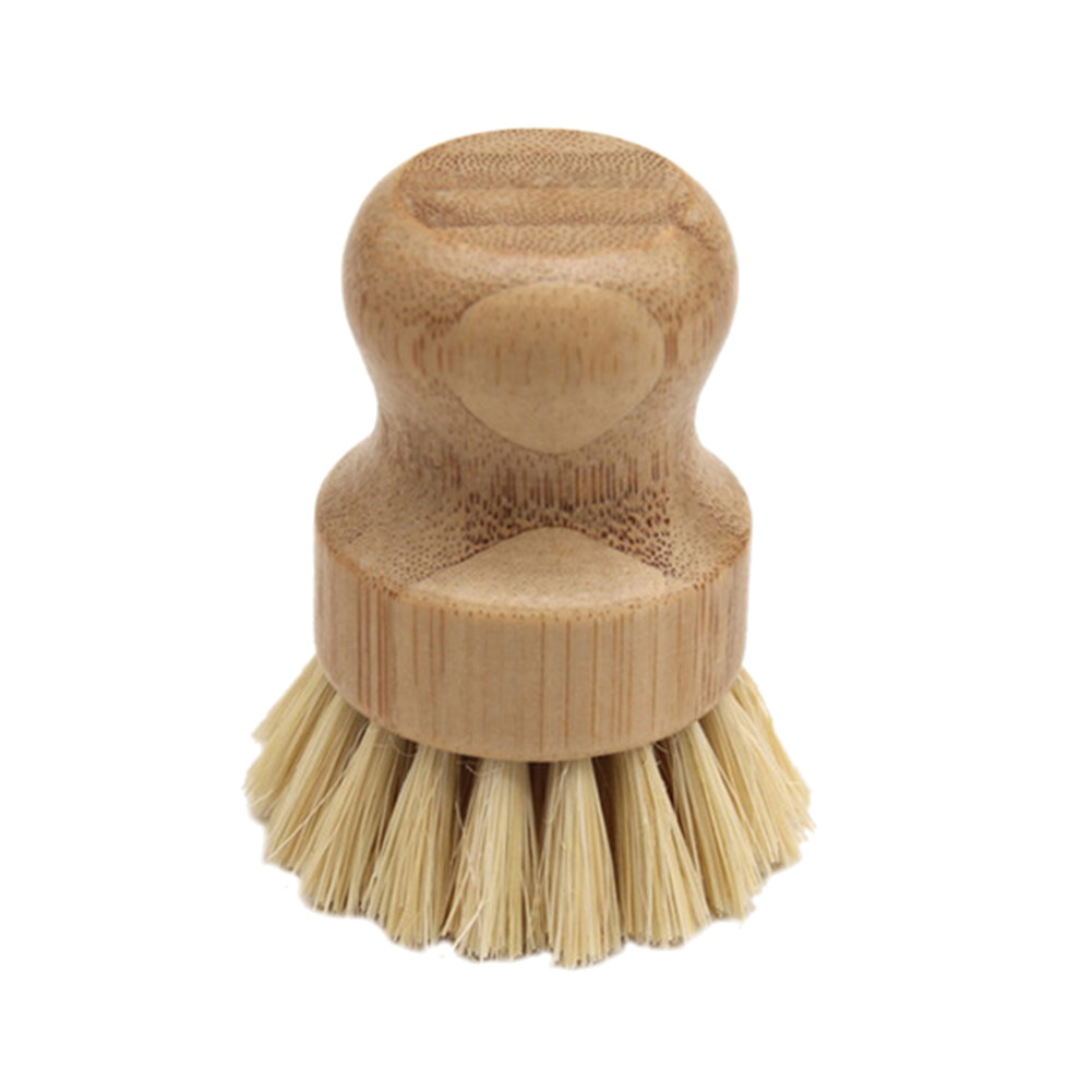 Terylin Wooden Bamboo Round Pot Dish Bowl Sink Stove Washing Brush Kitchen Cleaning Tool