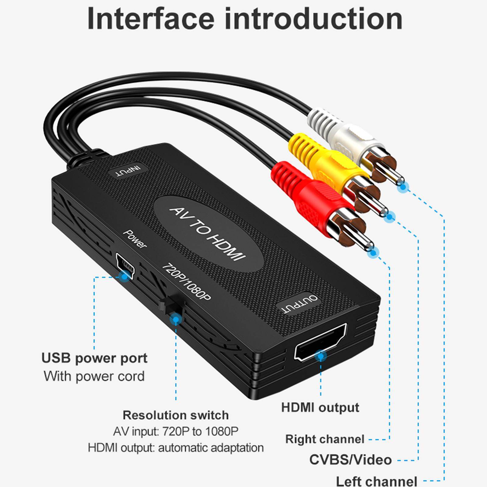 Baoblaze rca to hdmi / hdmi to rca converter, 3rca composite to 1080p hdmi, composite audio video av adapter, support pal/ntsc for tv tool