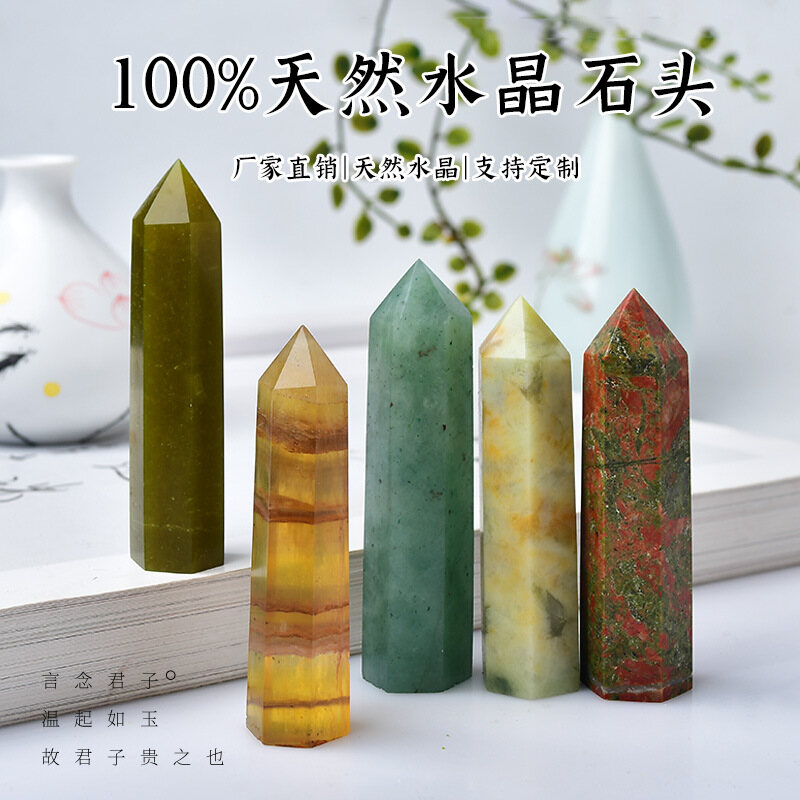 70-80mm tinh thể tự nhiên lăng kính lục giác một đầu nhọn cột, vật liệu khác nhau, tinh thể đá thô, kích thước lớn