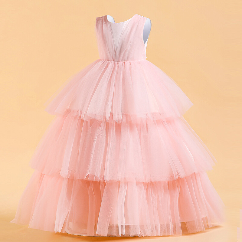 MQATZ Pluffy Kids Bridesmaid Evening Dress For Girls Children Costume Lace Princess Cake Dresses Girl Party Stage Birthday Gown 4-14 Years LP-288