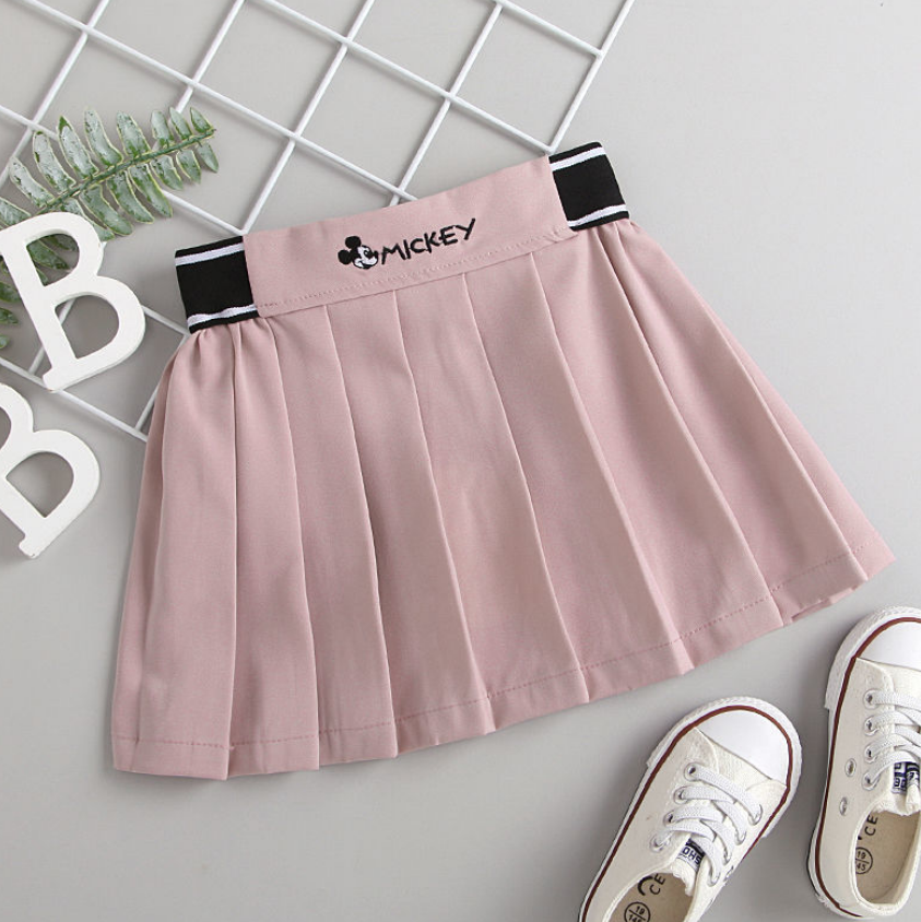 PearlPiggy Girls' Outer Skirt Pleated Skirt Spring and Summer New Children's All-match Skirt