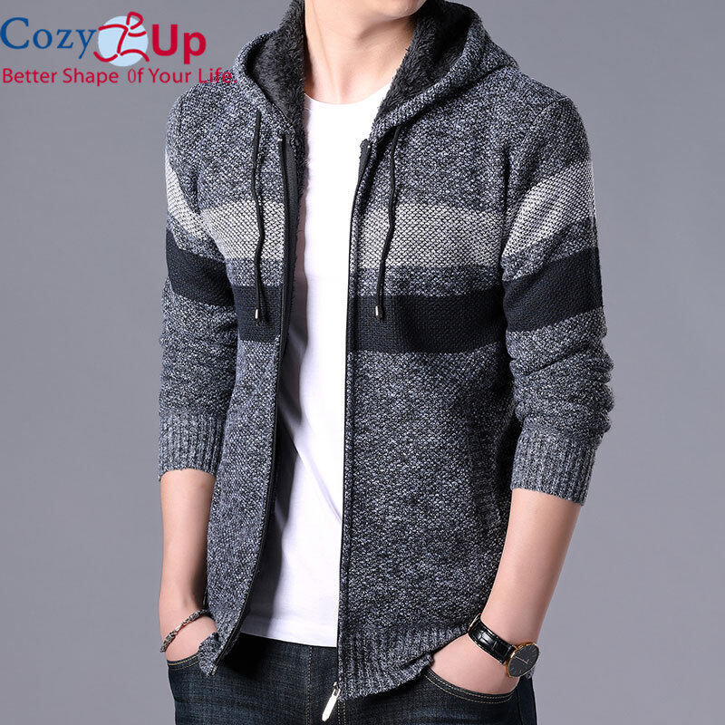 Cozy Up Winter Men Stripe Sweater Coat 