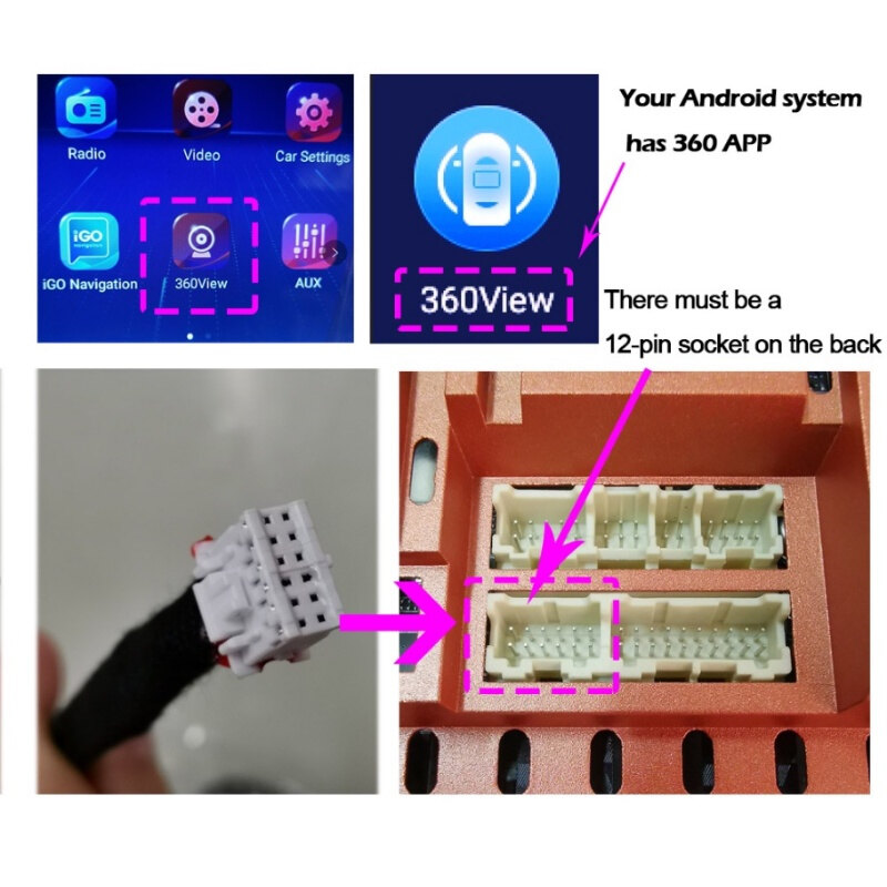 Xe Bird View Bãi Đậu Xe Toàn Cảnh Hệ Thống Máy Ảnh 360 ° Camera toàn cảnh 1080P AHD Phía Sau/Phía Trước/Trái/Phải 360 Toàn Cảnh Phụ Kiện Cho Xe Android Đài Phát Thanh