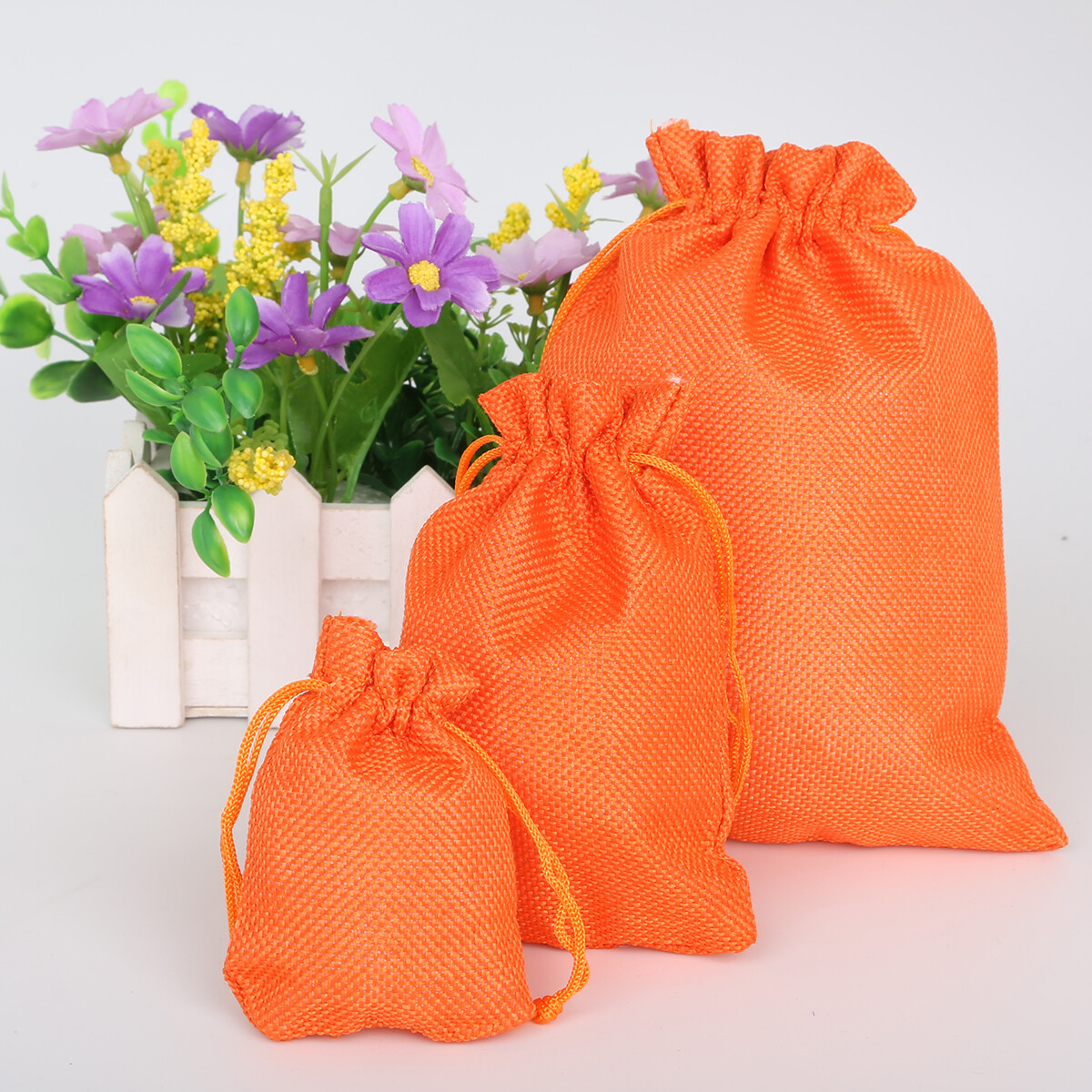 1PC Multiple Colour Vintage Natural Linen Burlap Bag Jute Gift Bag Drawstring Gift Bags With Handles Gift Packaging Party Favor Candy Bags