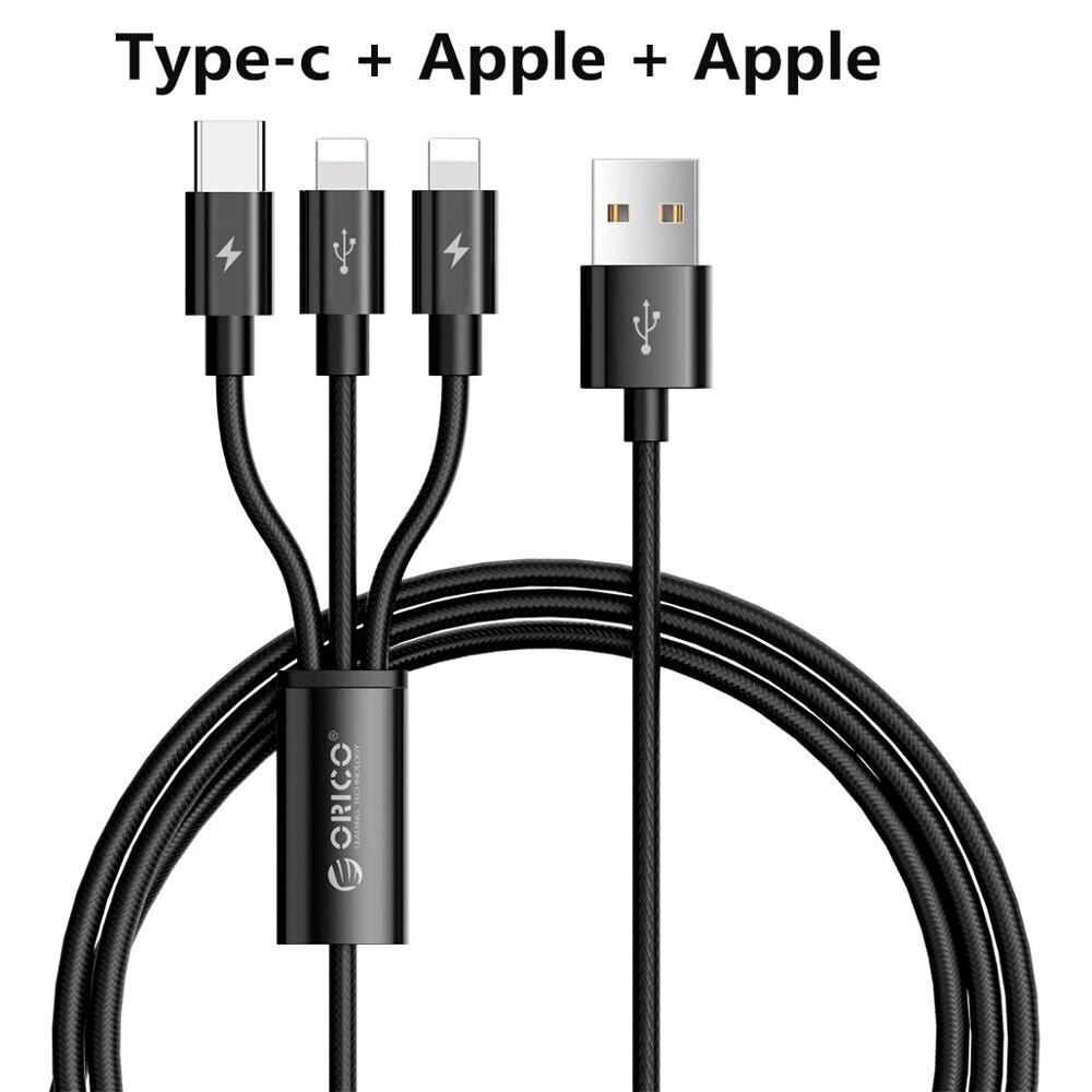 Orico 1.2m 3 in 1 usb cable, usb type c cable for iphone 14 13 pro max 12 11, usb-c micro usb cable fast charging xiaomi samsung huawei 3a