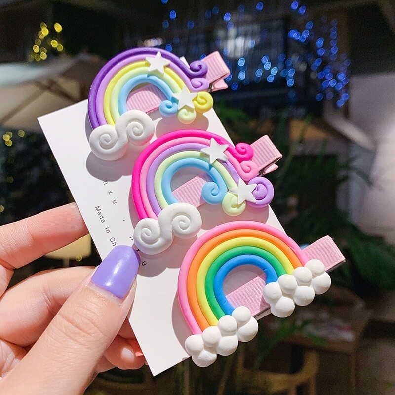 Kẹp Tóc Cầu Vồng Dễ Thương Cho Bé Gái
