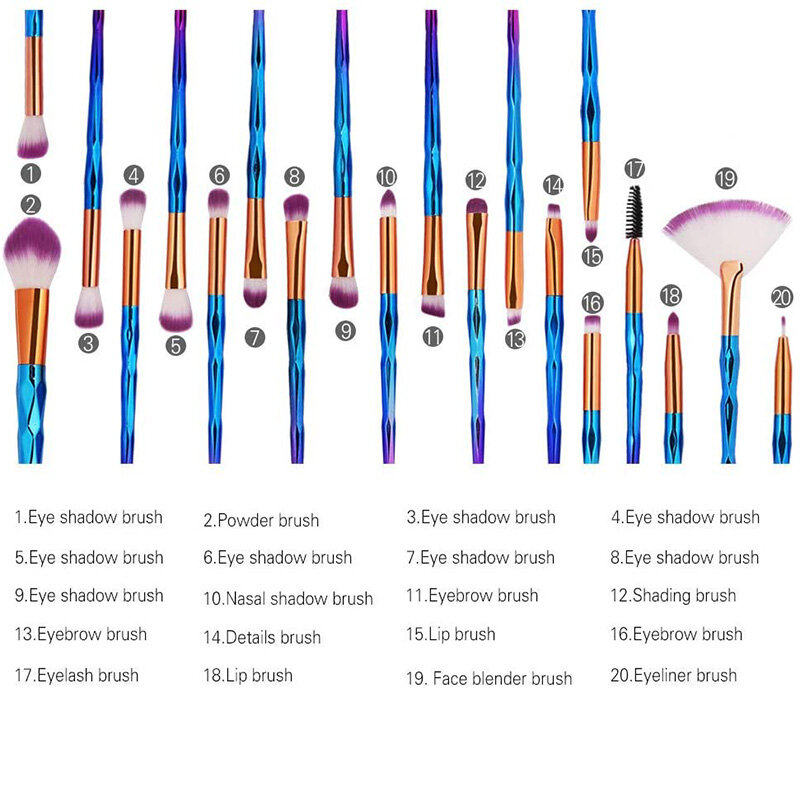 【LuckShops】20pcs Set Makeup Brush Set Makeup Brushes Kit Tools Professional Makeup Makeup Brushes Eyes Brush