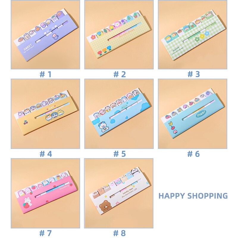 120 Tờ Giấy Dán Hoạt Hình Nhãn Dán Dễ Thương Có Thể Xé Giấy Dán Chỉ Mục Học Sinh