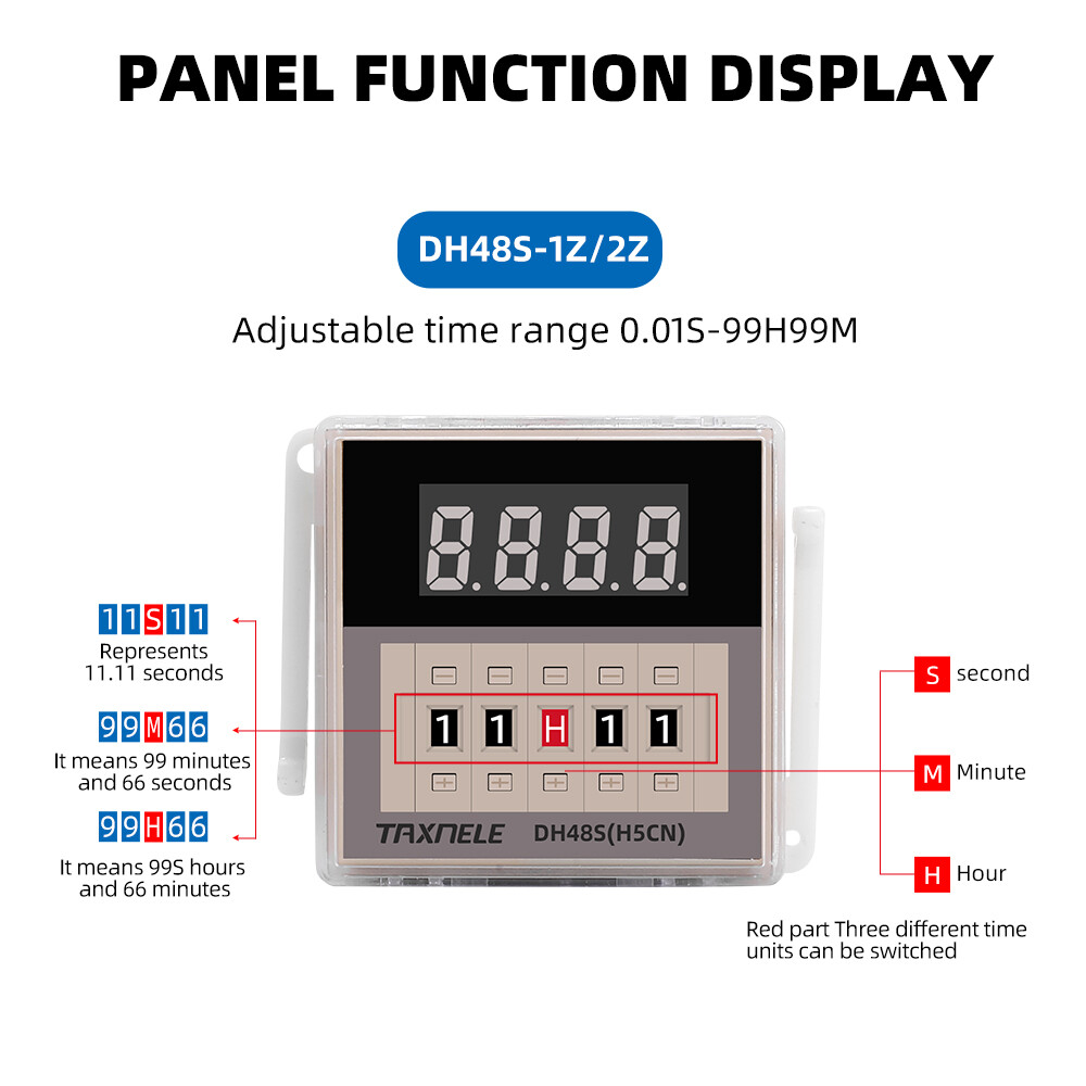 DH48S-2Z Công Tắc Rơ Le Thời Gian Lập Trình Kỹ Thuật Số Hẹn Giờ Trễ 220V 12V 24V 0.01S-99H 99M 8 Chân SPDT 2 Danh Bạ Nhóm