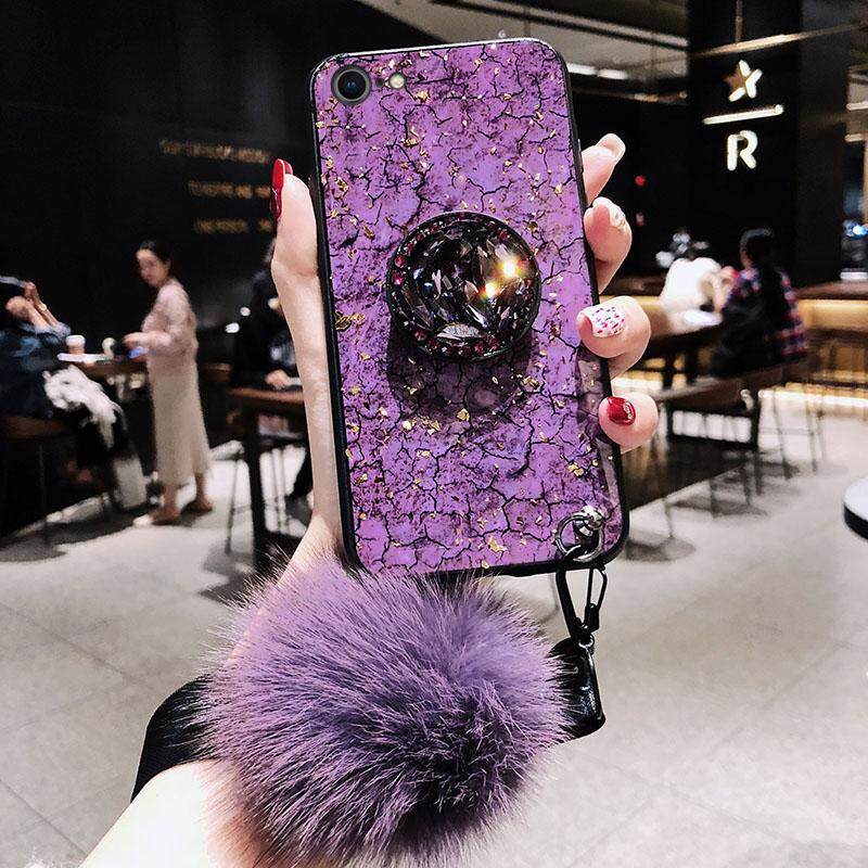 Vivo Y81 Y81i Y83 Case Mewah Fashion Wanita Lady Ponsel Case S Berlian Imitasi Berdiri Rambut Bola Lembut Hijau Ungu gadis Perumahan untuk Vivo Y 81 Y 81i Y 83