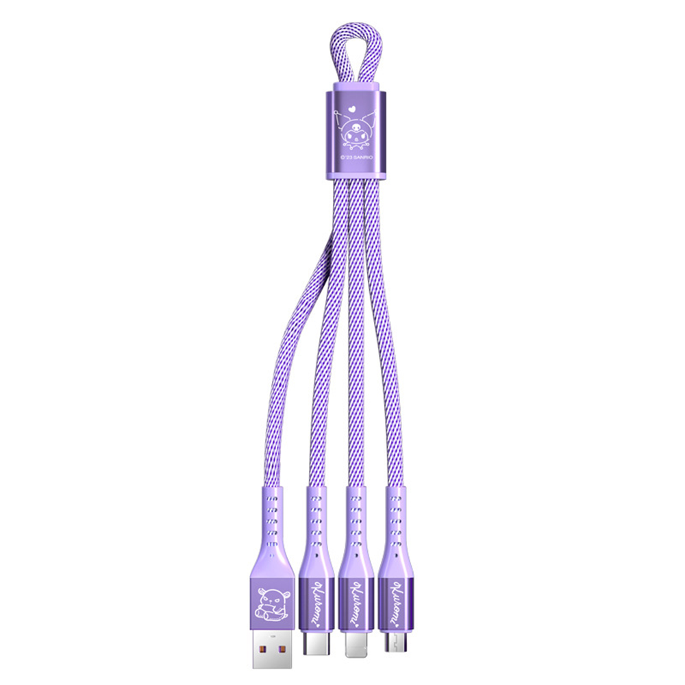 (25cm)100% Authentic Sanrio Hello Kitty Cable 3 in 1 Charging Cable Fast Charging Kuromi USB Cable Type C Lightning Cable Micro USB Cable for iOS,Android Smartphone,Wireless Earbuds Birthday Gift Cinnamoroll AQ8