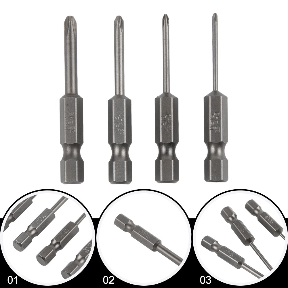 4pcs Hex-Shank 50mm Cross Screwdriver Bits Electric-Driver Tools PH00 PH1 PH2