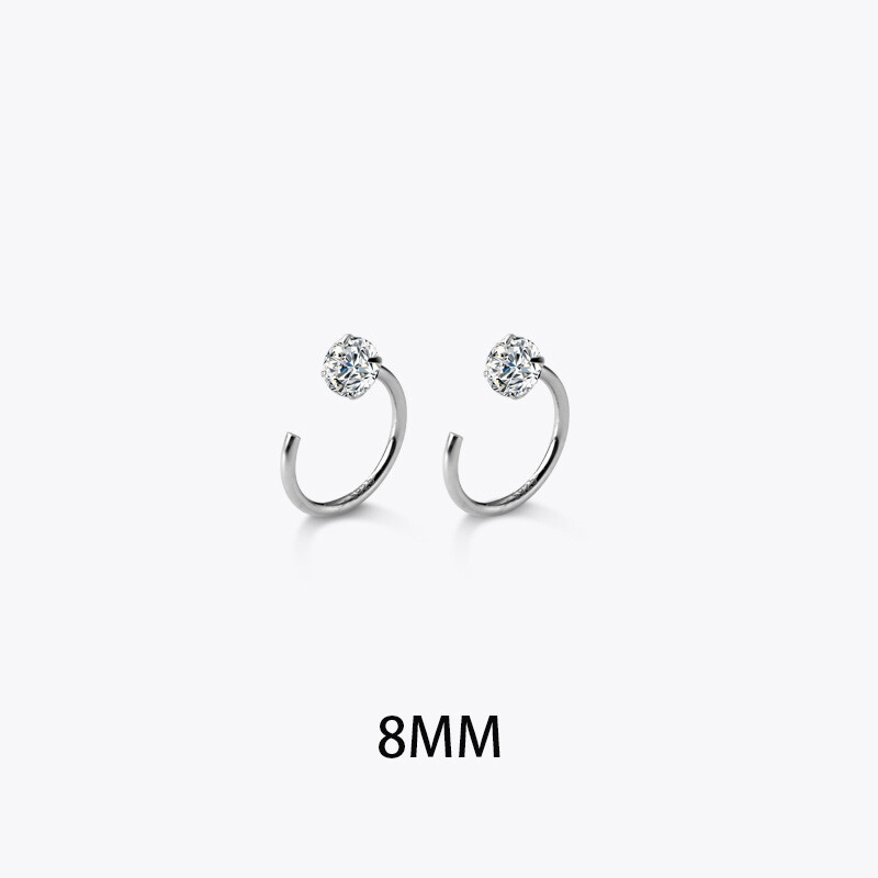 Stud Earrings Women's Four-claw Zircon Ear Bone Ring Ear Bone Stud Earrings Sleep Without Picking Simple A HELLO GIRL