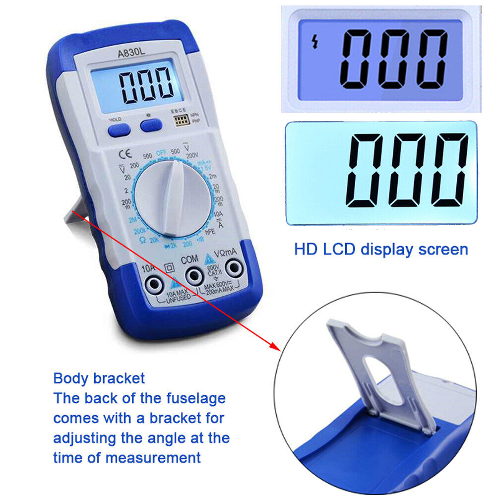 Shockley LCD Digital Multimeter A830L AC DC Voltage Diode Freguency Multitester Current Tester Luminous Display with Buzzer Function