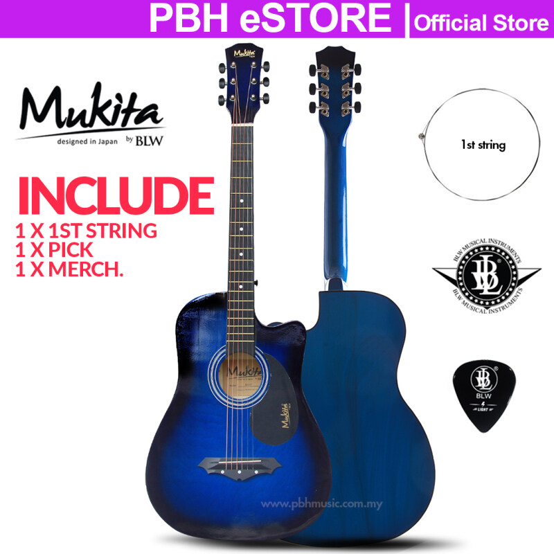 Mukita by BLW Standard Acoustic Folk Cutaway Basic Guitar 38 Inch for beginners Malaysia