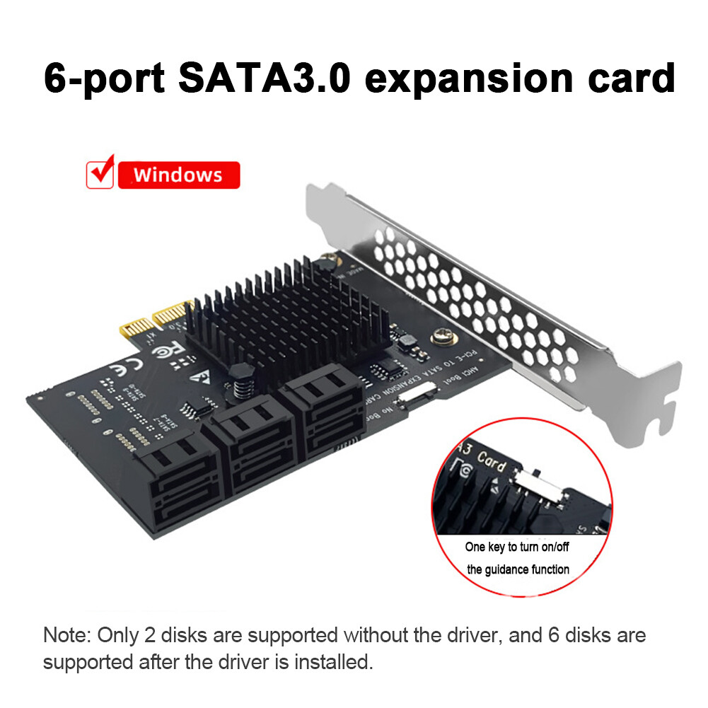 PCI-E 1X to SATA3.0 6 Port Extender PCI Express 6Gbps Desktop Computer Adapter