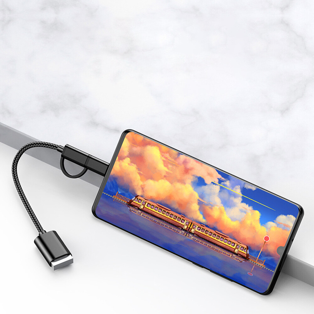【happy-Store】2 in 1 Type C Micro usb to USB3.0 Adapter USB-C Data Transfer Cable for Type-C Phone USB 3.0 OTG Cable