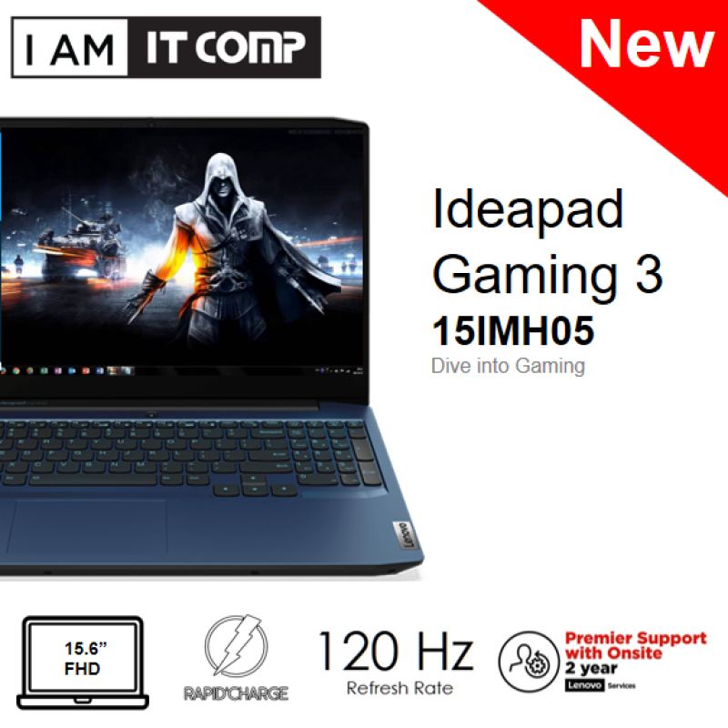 Lenovo IdeaPad Gaming 3 15IMH05 81Y400VKMJ 15.6 Laptop Blue (I5-10300H/8GB/512GB SSD/GTX1650Ti DDR64GB/W10) FOC WIRELESS MOUSE Malaysia
