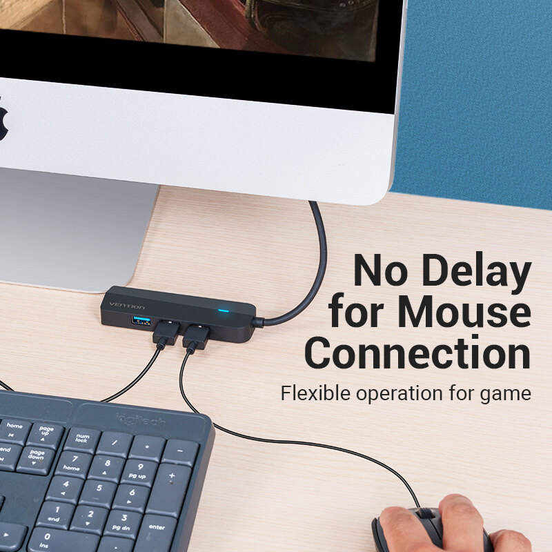 Vention USB-C Hub 4 Cổng USB 3.2 - Tốc Độ 10Gbps - Bộ Chia Cổng Type-C - Tương Thích Macbook Laptop Điện Thoại - Đèn Báo Hiệu - Cắm Là Chạy