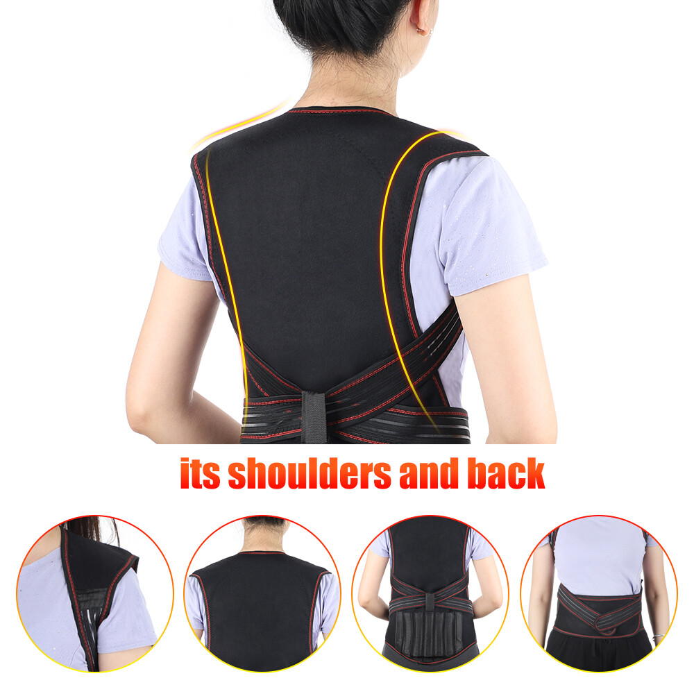 Agdoad Tourmaline Self-heating Spine Lumbar Support Magnetic Shoulder Wrap Posture Corrector Waistcoat Heating Therapy Shoulder Neck Brace